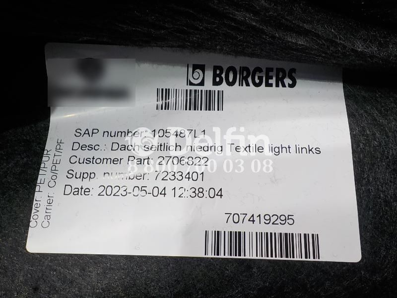 2533628 Обивка потолка левая LH Scania 6 серии